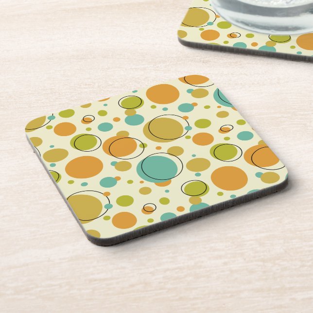 Colourful Dots Circles Mid Century Modern Pattern Coaster (Left Side)