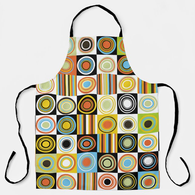 Colourful dots, circles, stripes background. apron (Front)