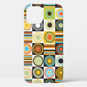 Colourful dots, circles, stripes background. iPhone 12 case