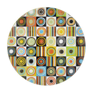Colourful dots, circles, stripes background. cutting board