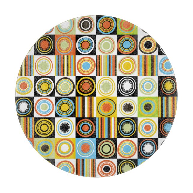 Colourful dots, circles, stripes background. cutting board (Front)
