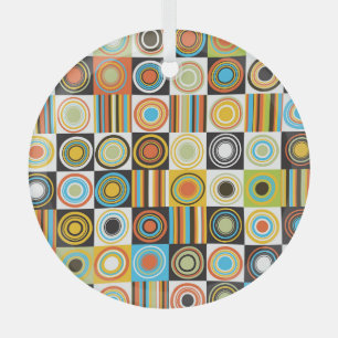 Colourful dots, circles, stripes background. glass tree decoration