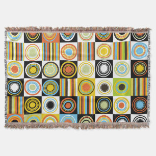 Colourful dots, circles, stripes background. throw blanket