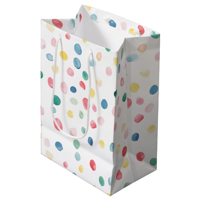 Colourful Dots Confetti Birthday Medium Gift Bag (Front Angled)