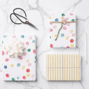 Colourful Dots Confetti Birthday Wrapping Paper Sheet