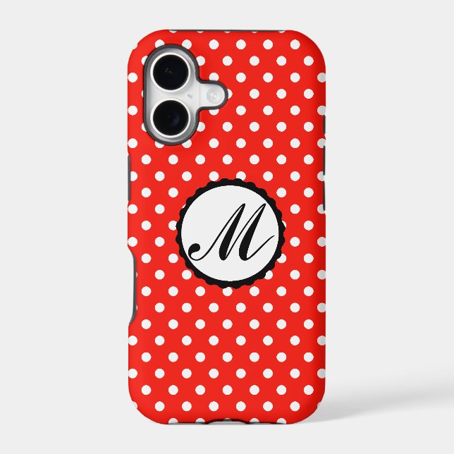 Colourful Dots Custom Monogram iphone case red (Back)