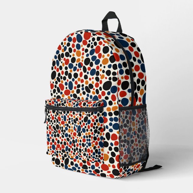 Colourful dots design  printed backpack (Back Corner Right)