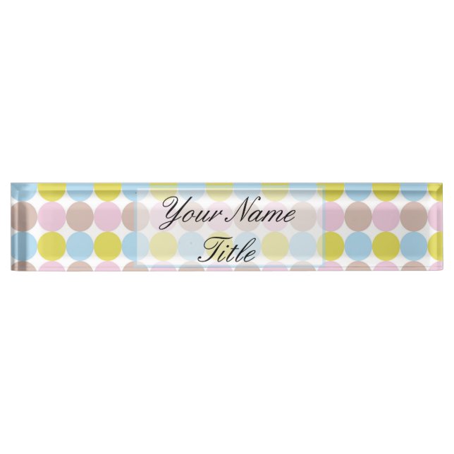 Colourful Dots Desk Nameplate Customise Custom Nam (Front)