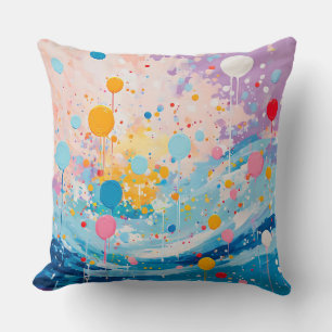 Colourful Dots Drips Splatters Cushion