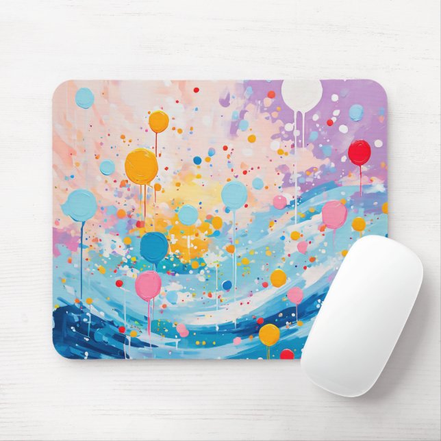 Colourful Dots Drips Splatters Mouse Mat (With Mouse)