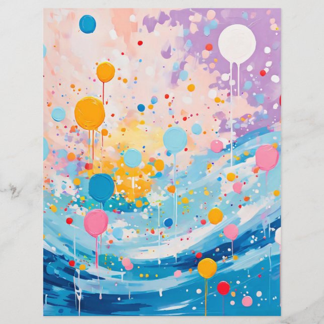 Colourful Dots Drips Splatters Scrapbook Paper (Front)