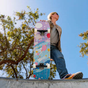 Colourful Dots Drips Splatters Skateboard