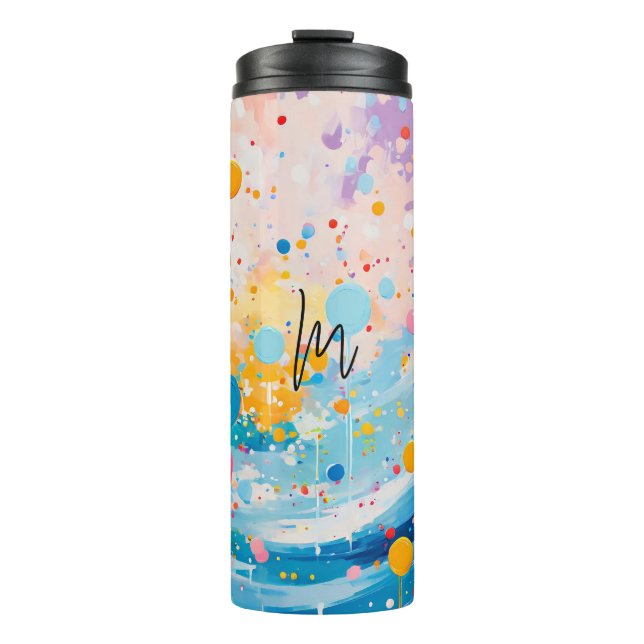 Colourful Dots Drips Splatters Thermal Tumbler (Front)