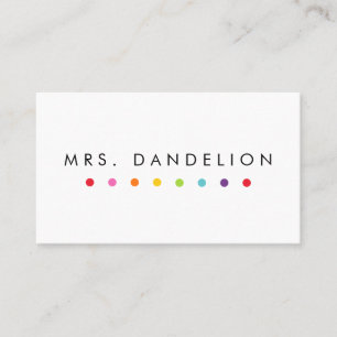 Colourful Dots Elementary School Teacher Business Card