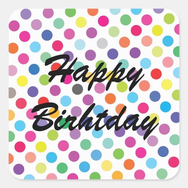 Colourful Dots - Happy Birthday Sticker (Front)