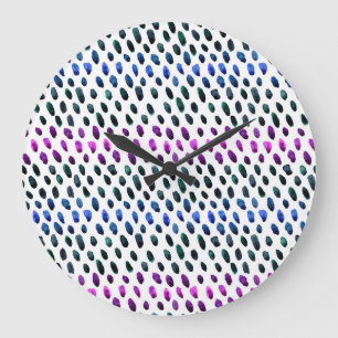 Colourful dots: Memphis style watercolor pattern Large Clock