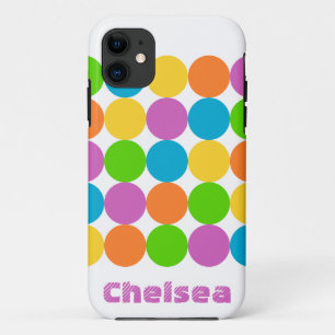Colourful Dots Name 1980s Style iPhone Case