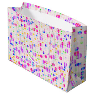 Colourful dots on pink gift bag
