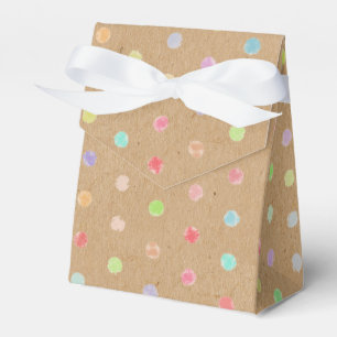 Colourful Dots Pattern On Rustic Faux Brown Kraft Favour Box