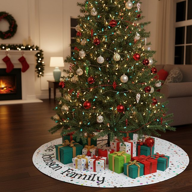 Colourful dots personalise fleece tree skirt (Creator Uploaded)
