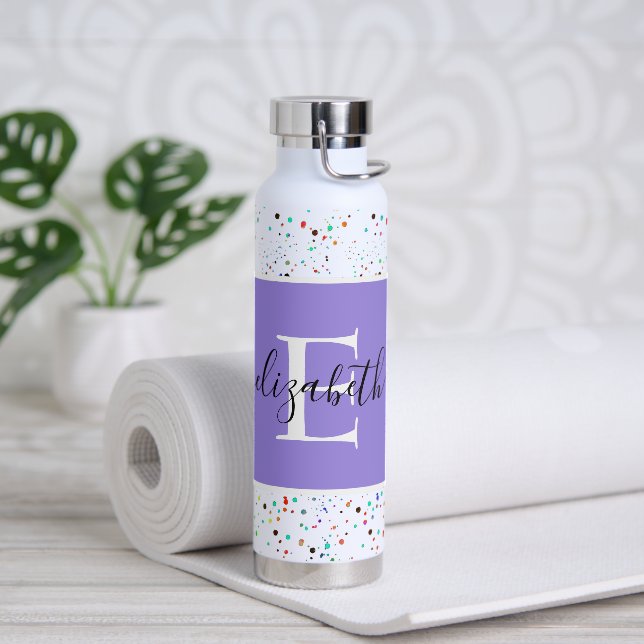 Colourful dots personalised  water bottle (Yoga)