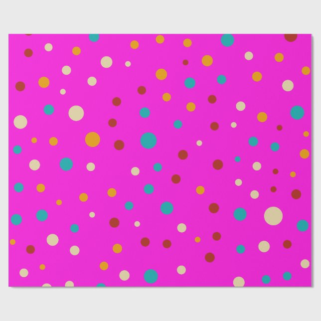 Colourful Dots Pink Wrapping Paper (Flat)