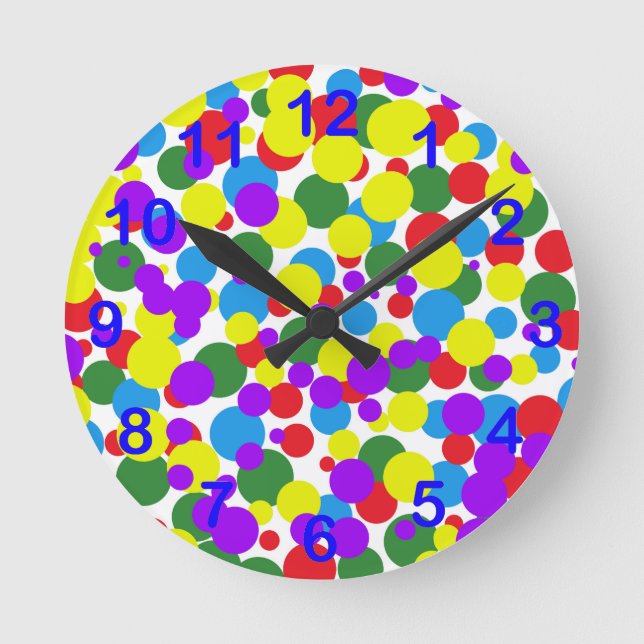 Colourful dots round clock (Front)