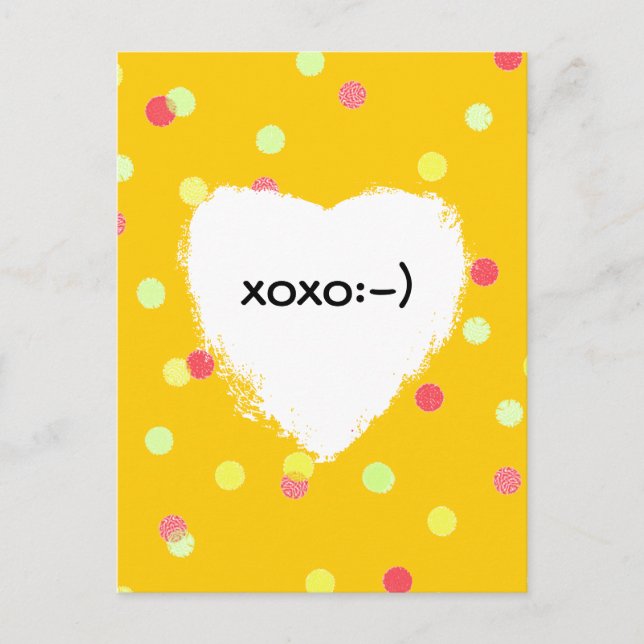 colourful dots & white heart shape xoxo postcard (Front)