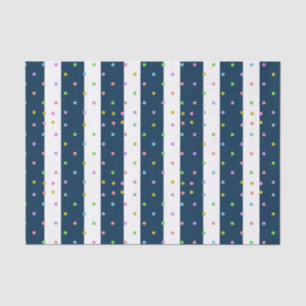 Colourful Dots With Blue & White Stripes Pattern Tissue Paper