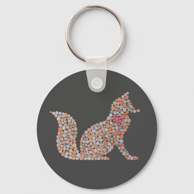 Colourful Dotted Fox Key Ring (Front)
