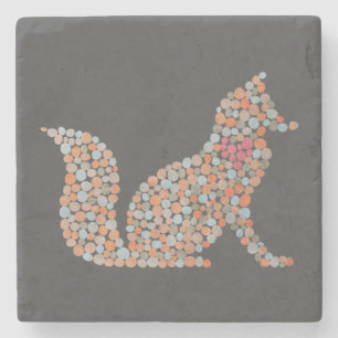 Colourful Dotted Fox Stone Coaster