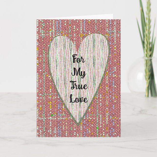 Colourful Dotted Heart True Love Art Valentine Card (Front)