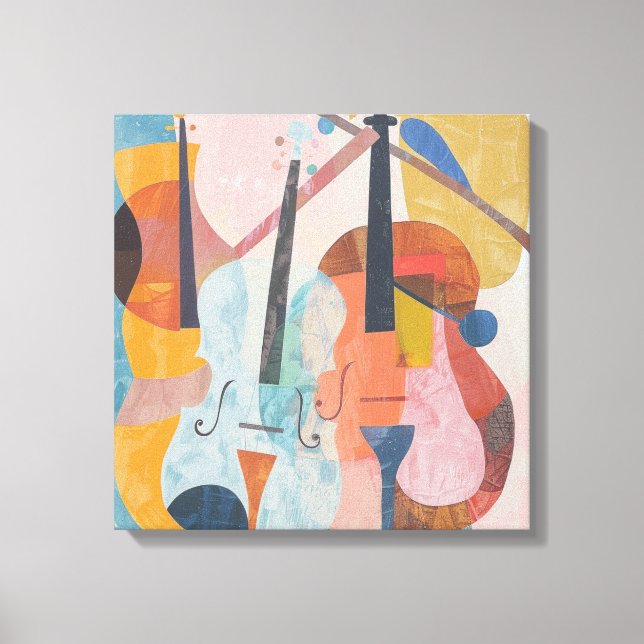 Colourful Double Bass Abstract Canvas Print (Front)