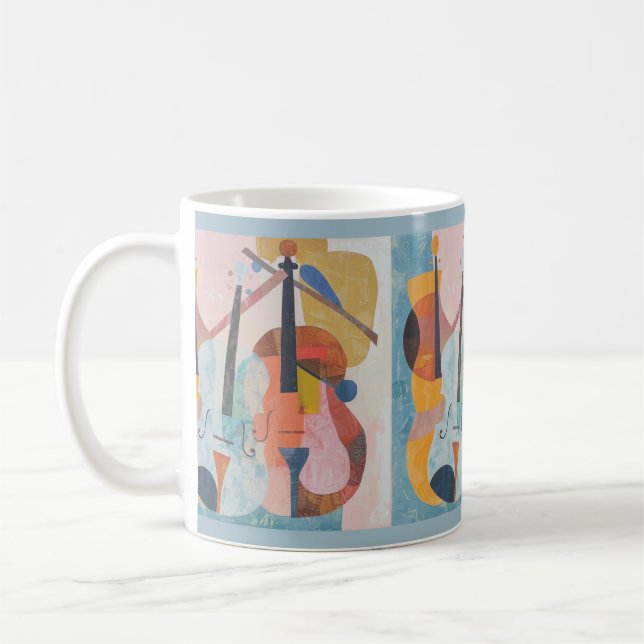 Colourful Double Bass Abstract Coffee Mug (Left)