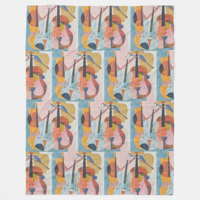 Colourful Double Bass Abstract Fleece Blanket (Front)