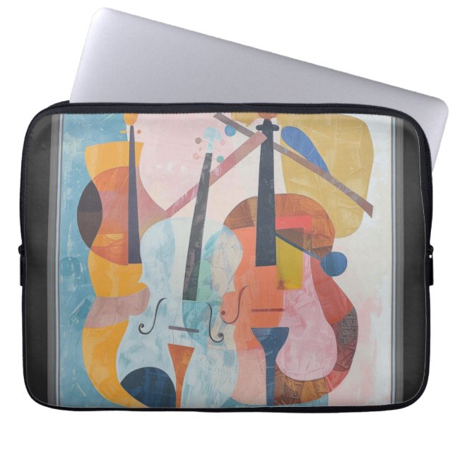 Colourful Double Bass Abstract Laptop Sleeve (Front)