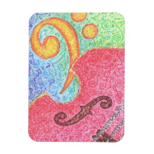 Colourful Double Bass and Clef - Magnet