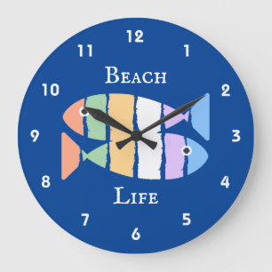 Colourful Double Fish Beachy Design Clock