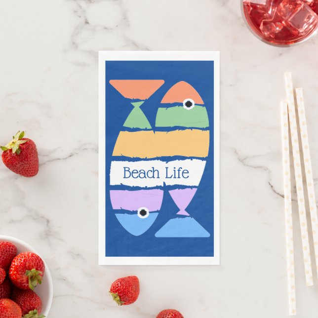 Colourful Double Fish Guest Towel Napkins (Insitu)