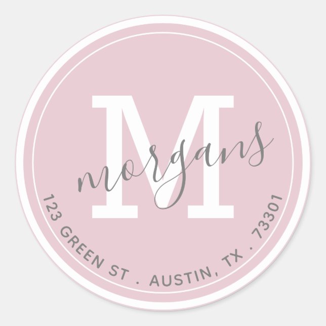 colourful double monogram return address sticker (Front)