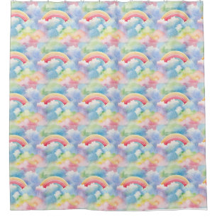 Colourful Double Rainbow and Clouds in the Sky Shower Curtain