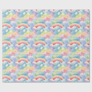 Colourful Double Rainbow and Clouds in the Sky Wrapping Paper