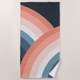 Colourful double retro style rainbow beach towel