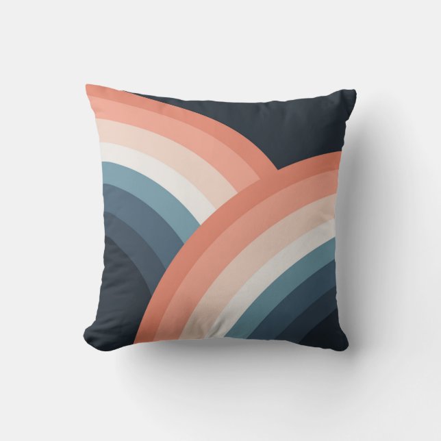 Colourful double retro style rainbow cushion (Front)