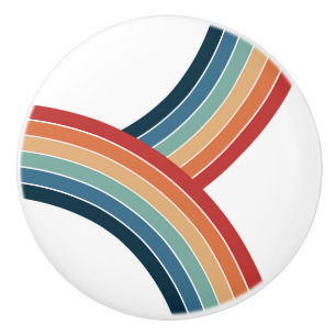 Colourful double retro style rainbow decoration ceramic knob