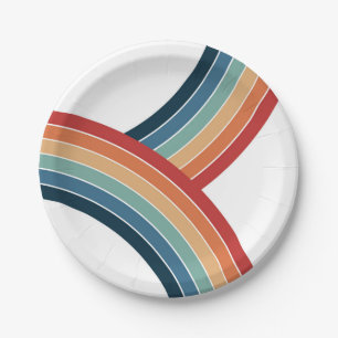 Colourful double retro style rainbow decoration paper plate