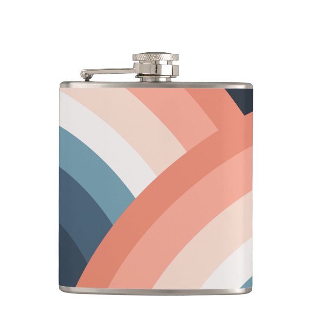 Colourful double retro style rainbow hip flask (Front)