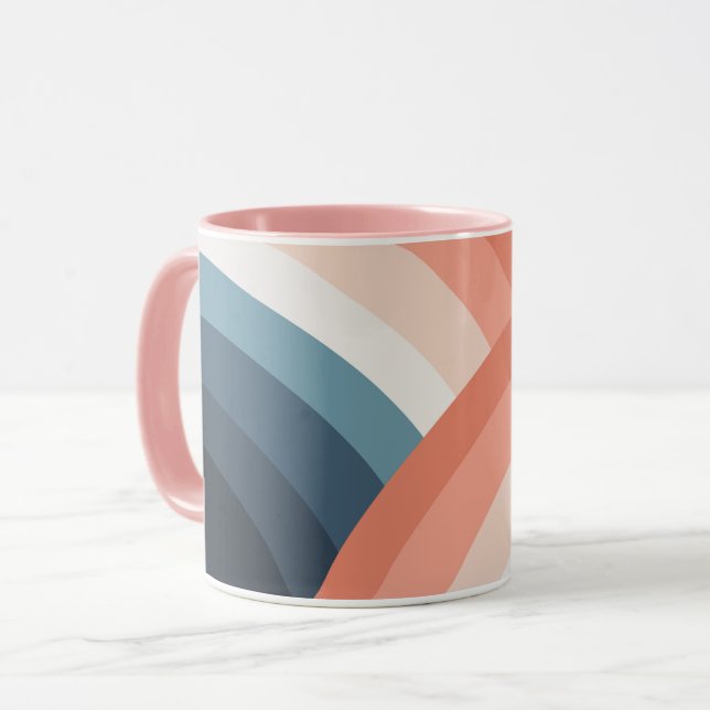 Colourful double retro style rainbow mug (Front Left)
