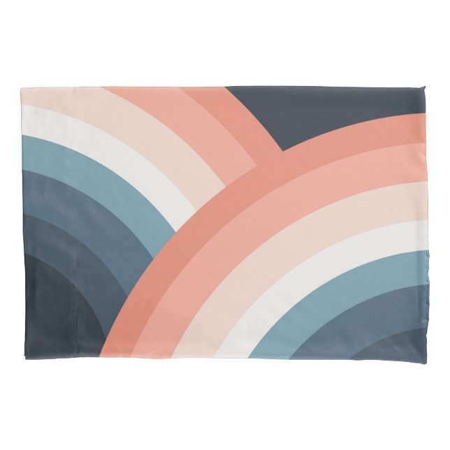 Colourful double retro style rainbow pillowcase (Front)