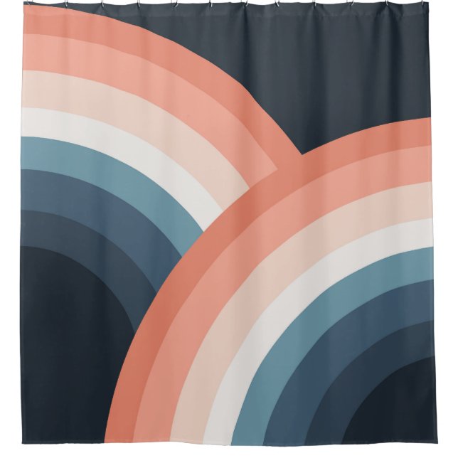 Colourful double retro style rainbow shower curtain (Front)